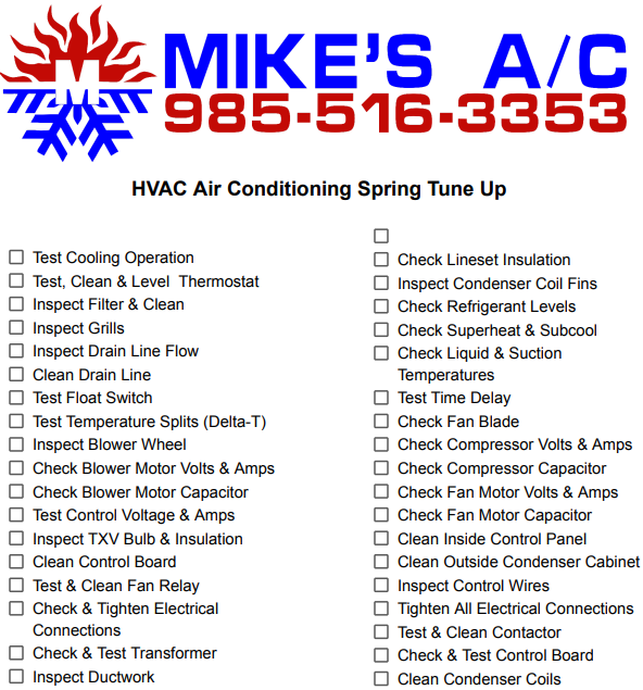 Air Conditioning Maintenance Tune Up