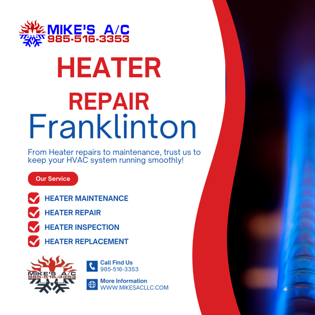 Reliable Air Conditioning Repair in Franklinton, LA When your air conditioning system stops working, trust Mike’s A/C LLC to restore your comfort quickly and efficiently. Serving Franklinton, LA, and surrounding areas, we specialize in diagnosing and repairing all types of AC issues, including uneven cooling, strange noises, and thermostat malfunctions. As a one-man operation, I provide personalized, expert service tailored to your needs. Whether it's a quick repair or a full inspection, I ensure your system runs at peak performance year-round. Contact Mike’s A/C LLC today for dependable AC repair services in Franklinton!